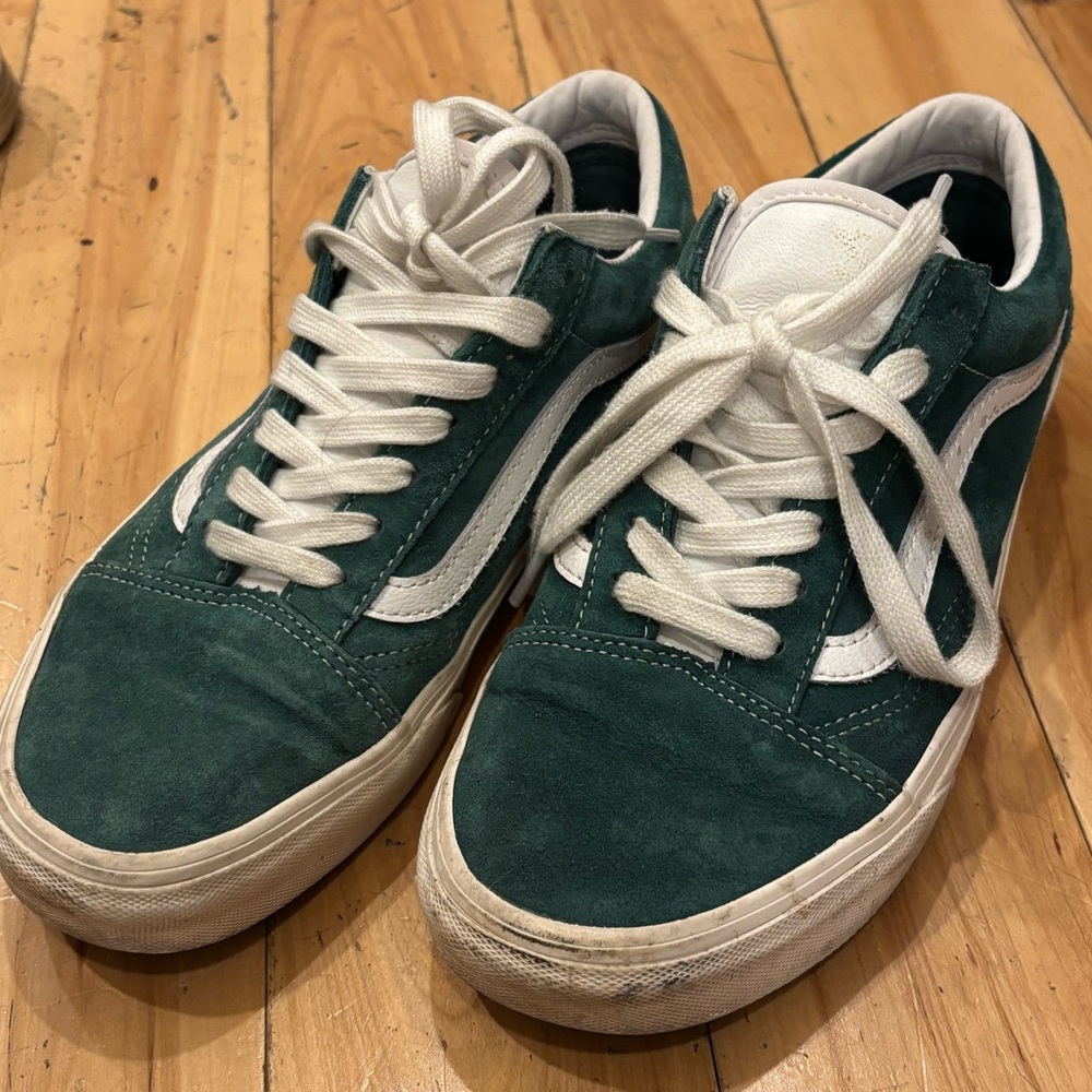 Vans Green and White Retro Sneakers